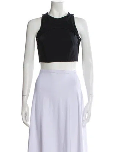 Pre-owned Moncler Crew Neck Sleeveless Crop Top In Black