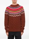 Moncler Grenoble Grenoble Fair Isle Intarsia Cable Knit Wool Jumper In Brown