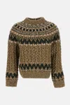 Moncler Patterned Mock-neck Sweater In Brown