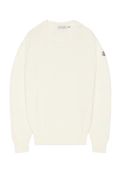 Moncler Crew Neck Sweater In Silk White