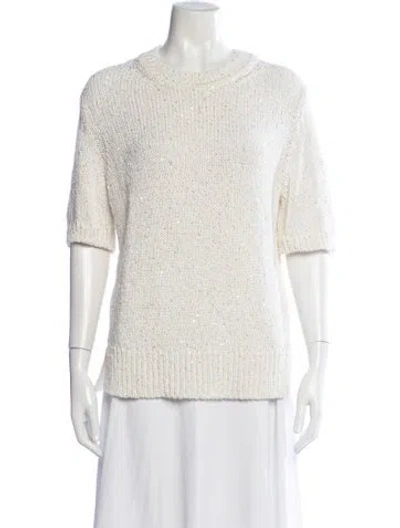 Pre-owned Moncler Crew Neck Sweater In White