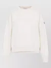 Moncler Crew Neck Sweatshirt Long Sleeves Ribbed Trims In Multi