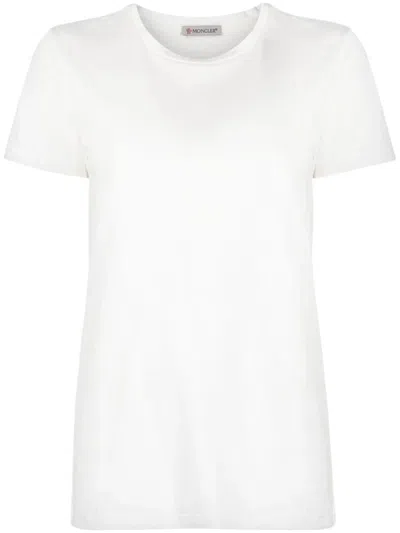 Moncler Cotton Jersey T-shirt With Logo Patch In White