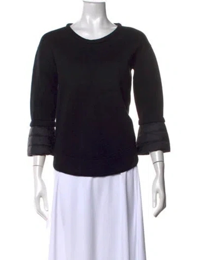 Pre-owned Moncler Crew Neck Three-quarter Sleeve Sweatshirt In Black