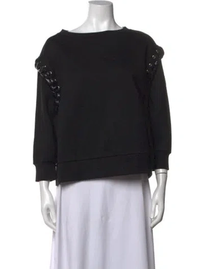 Pre-owned Moncler Crew Neck Three-quarter Sleeve Sweatshirt In Black