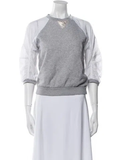 Pre-owned Moncler Crew Neck Three-quarter Sleeve Sweatshirt In Gray