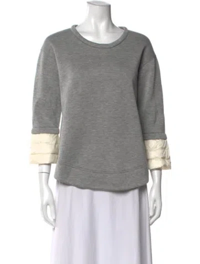 Pre-owned Moncler Crew Neck Three-quarter Sleeve Sweatshirt In Gray