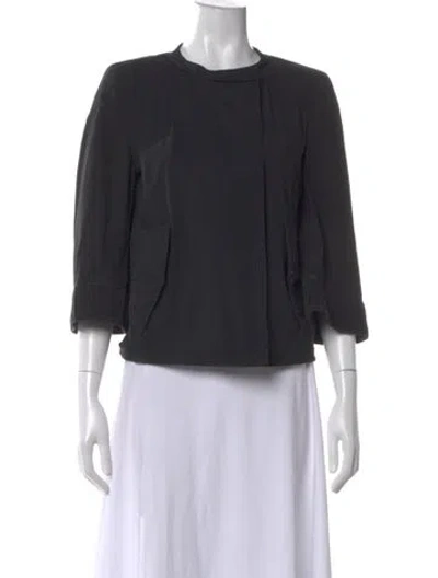 Pre-owned Moncler Crew Neck Three-quarter Sleeve Top In Blue