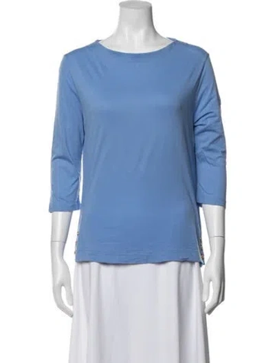 Pre-owned Moncler Crew Neck Three-quarter Sleeve T-shirt In Blue