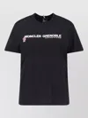 Moncler Crew Neck Top Ribbed Collar Short Sleeves In Black