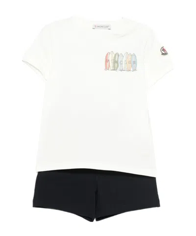 Moncler Crew Neck T-shirt And Shorts Set In White