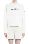 Moncler Womens White Brand-embroidery Round-neck Cotton-jersey Sweatshirt Xs In Beige
