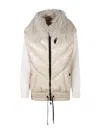 Moncler Panelled Knitted Down Jacket In Blanco