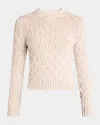 Moncler Crewneck Cable-knit Sweater In White