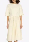 Moncler Crewneck Dress With Pockets In Cream