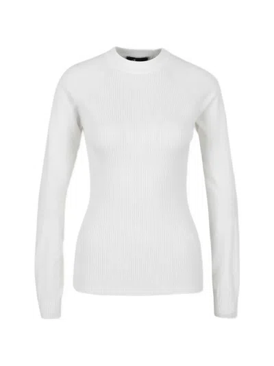 Moncler Crewneck Jacquard Logo Sweater With Textured Finish In Yellow