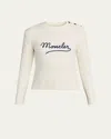 Moncler Embroidered Logo Crop Crewneck Sweater In White