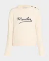 Moncler Embroidered Logo Crop Crewneck Sweater In Neutral