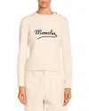 Moncler Embroidered Logo Crop Crewneck Sweater In Neutral