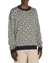 Moncler Geometric Pattern Cotton Sweater In Dark Blue