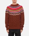 Moncler Grenoble Grenoble Fair Isle Intarsia Cable Knit Wool Jumper In Brown