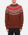 Moncler Grenoble Grenoble Fair Isle Intarsia Cable Knit Wool Jumper In Brown