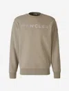 Moncler Logo-embroidered Cotton-jersey Sweatshirt In Military Green