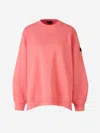 Moncler Logo Embossed Crewneck Sweatshirt In Orange