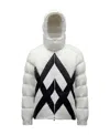 Moncler Criss Cross-print Puffer Jacket In White