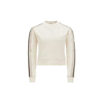 Moncler Crochet Accent Cotton Sweatshirt White