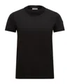 Moncler Biologic Cotton T-shirt With Embroidered Logo In Black
