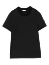 Moncler Crochet-accent Cotton T-shirt In Black