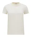 Moncler Ivory Cotton T-shirt With Logo In White