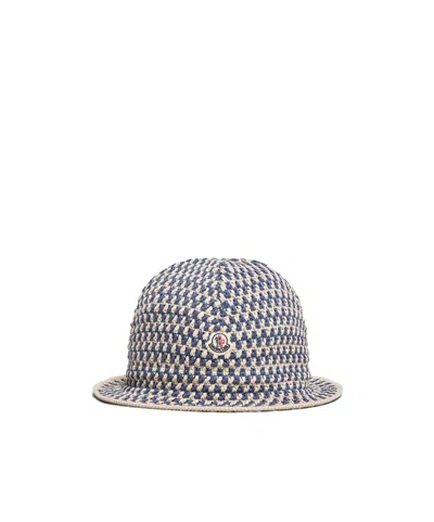 Moncler Crochet Cotton Blend Bucket Hat In Multi