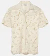 Moncler Crochet Cotton-blend Shirt In White