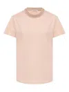 Moncler T-shirt En Coton Avec Détails En Crochet In Rosa