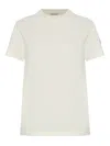 Moncler Ivory Cotton T-shirt With Logo In Weiss