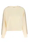 Moncler Oversized Cotton Jersey Sweatshirt With Crochet Detailing In Neutral