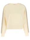Moncler Oversized Cotton Jersey Sweatshirt With Crochet Detailing In White