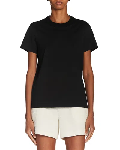 Moncler Crocheted Neck Tee In Black