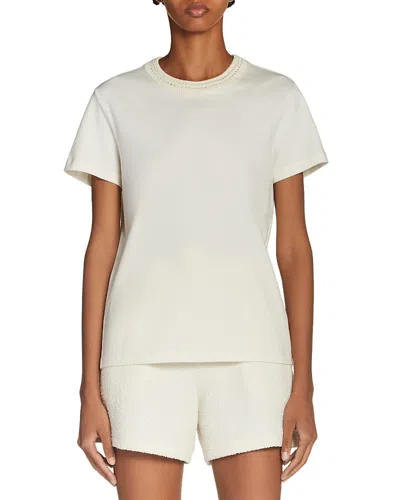 Moncler Crocheted Neck Tee In White