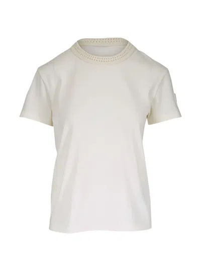Moncler Crochet-trim T-shirt In White