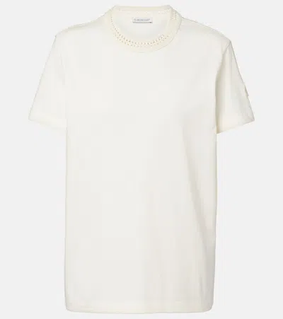 Moncler Crochet-trimmed Cotton Jersey T-shirt In White