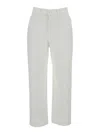 Moncler Crop High Waist White Jeans In Cotton Woman In Multicolor