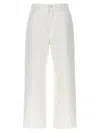 Moncler Crop High Waist White Jeans In Cotton Woman