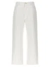 Moncler Crop High Waist White Jeans In Cotton Woman In White