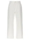 Moncler Crop High Waist White Jeans In Cotton Woman In White
