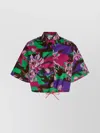 Moncler Cropped Cotton Shirt With Multicoloured Floral Print