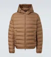 Moncler Cropped Down Jacket In Brown