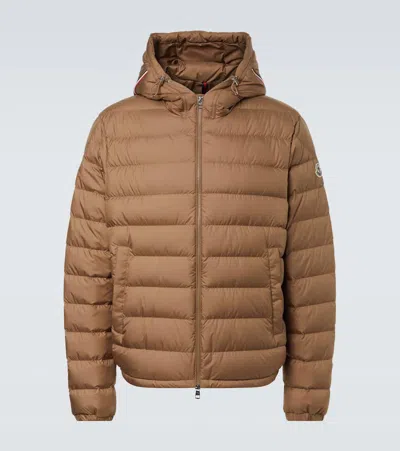 Moncler Cropped Down Jacket In Brown